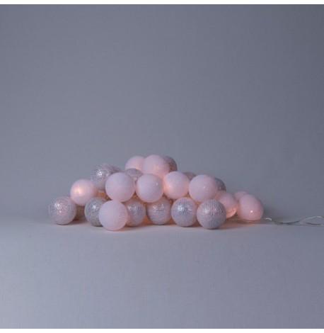 Тайская LED-гирлянда White-Silver (20 шариков) линия на батарейках