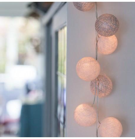 Тайская LED-гирлянда White-Silver (20 шариков) линия на батарейках