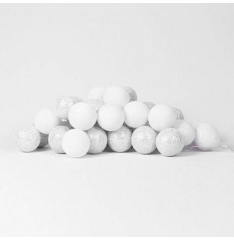 Тайская LED-гирлянда White-Silver (20 шариков) линия на батарейках