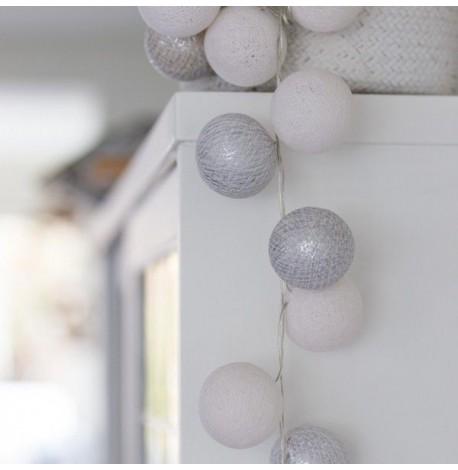 Тайская LED-гирлянда White-Silver (20 шариков) линия на батарейках