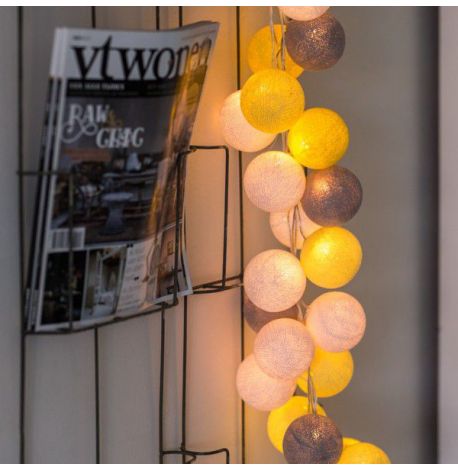 Тайская LED-гирлянда Yellow-Stone (20 шариков) линия на батарейках