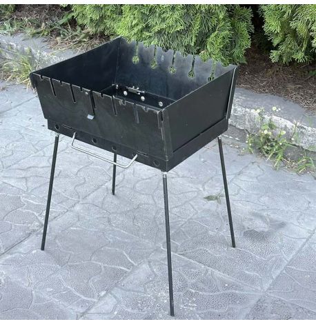 Мангал-чемодан переносной двухуровневый на 6 шампуров (3 мм)