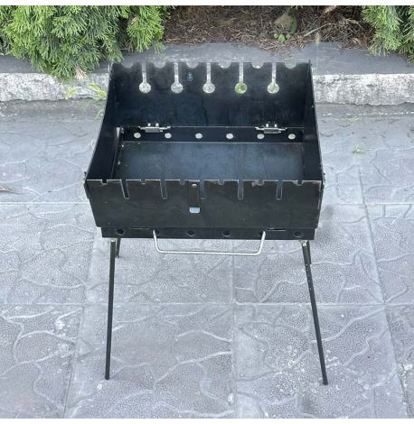 Мангал-чемодан переносной двухуровневый на 6 шампуров (3 мм)