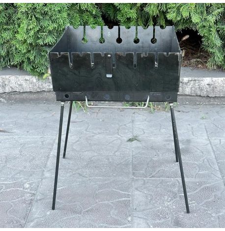 Мангал-чемодан переносной двухуровневый на 6 шампуров (2 мм)