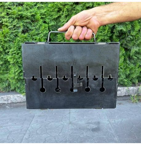 Мангал-чемодан переносной двухуровневый на 6 шампуров (2 мм)