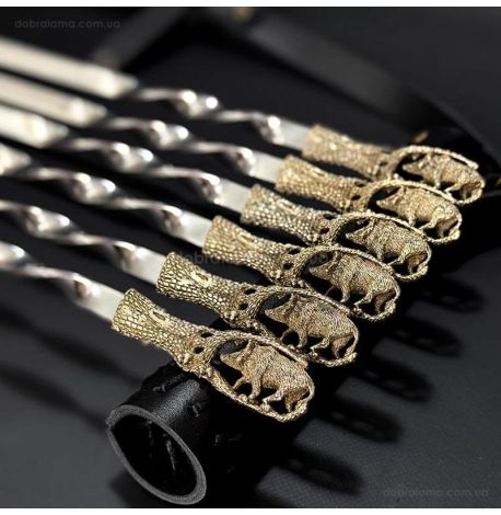 Набір шампурів "Дикий кабан" (в шкіряному сагайдаку)