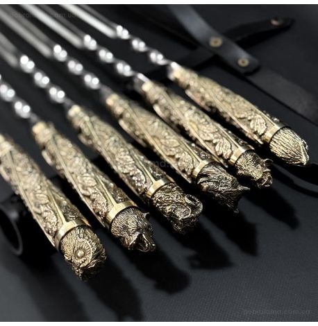 Набор шампуров "Дикие звери" (в кожаном колчане)