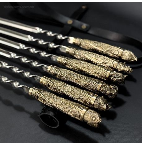 Набор шампуров "Дикие звери" (в кожаном колчане)