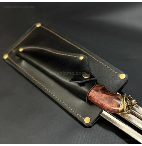 Набір шампурів «На привалі» з ножем (в шкіряному сагайдаку)