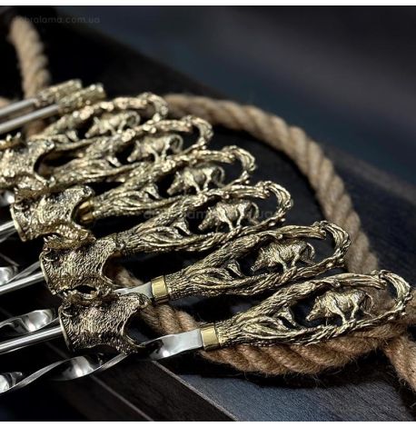 Набір шампурів "Кабан" з мангалом (в дерев'яному кейсі)