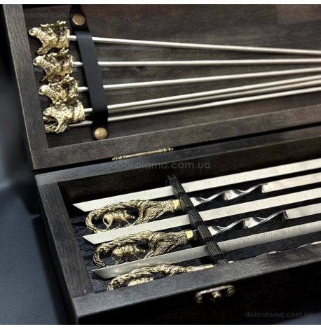 Набір шампурів "Кабан" з мангалом (в дерев'яному кейсі)