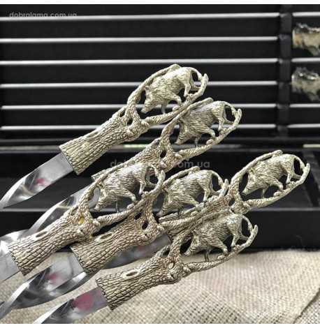 Набір шампурів "Дикий кабан" і мангал "Лось" (в кейсі)