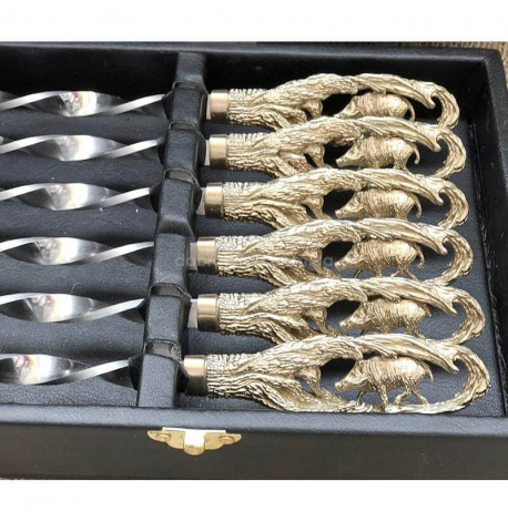 Набір шампурів "Кабан" з ножем(в кейсі)