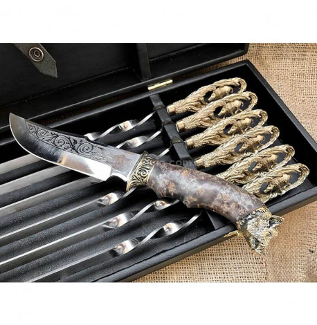 Набір шампурів "Кабан" з ножем(в кейсі)