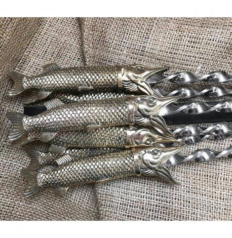 Набір шампурів "Царський улов" з ножем (в шкіряному сагайдаку)