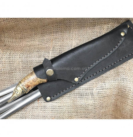 Набір шампурів "Царський улов" з ножем (в шкіряному сагайдаку)