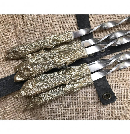 Набір шампурів "Мисливський трофей" з вилкою (в шкіряному сагайдаку)