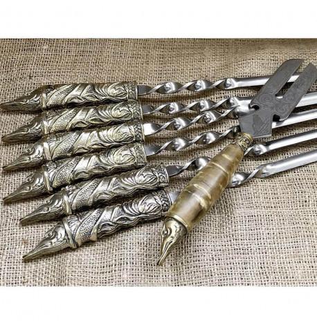 Набір шампурів "Щука" з вилкою (в шкіряному сагайдаку)