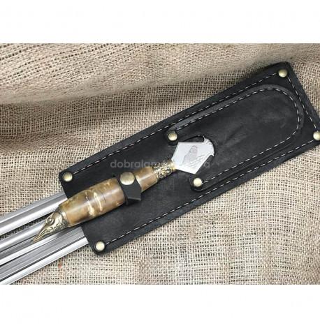 Набір шампурів "Щука" з вилкою (в шкіряному сагайдаку)