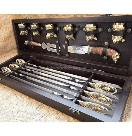 Набор для шашлыка "Кабан" (в деревянном кейсе)