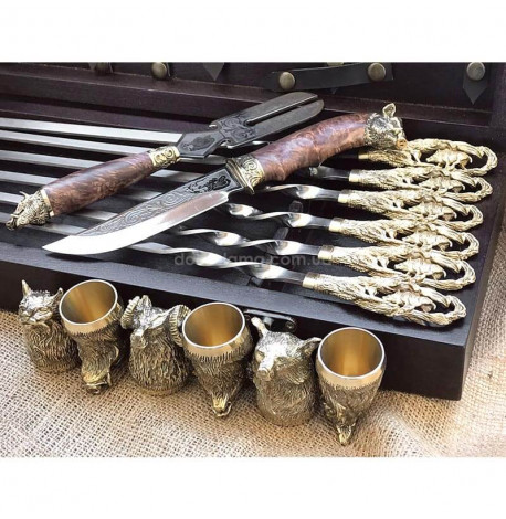 Набор для шашлыка "Кабан" (в деревянном кейсе)