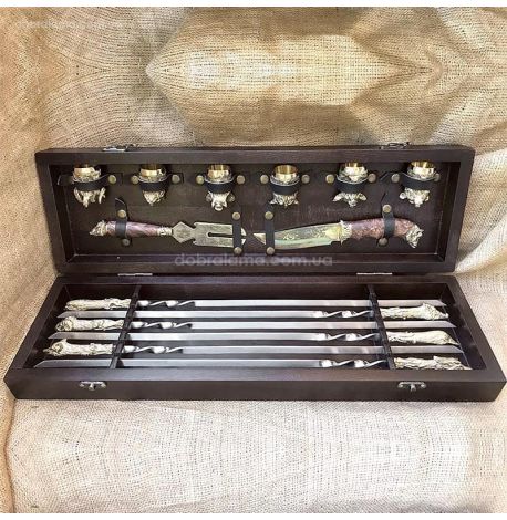 Набір для шашлику "Мисливський трофей" (в дерев'яному кейсі)