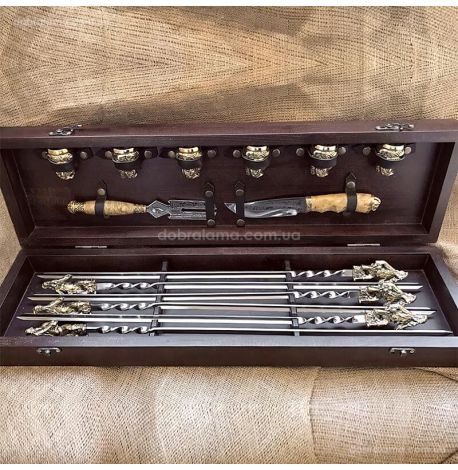 Набір для шашлику "Козаки" (в дерев'яному кейсі)