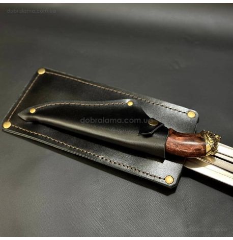 Набір шампурів "Лев" з ножем (в шкіряному сагайдаку)