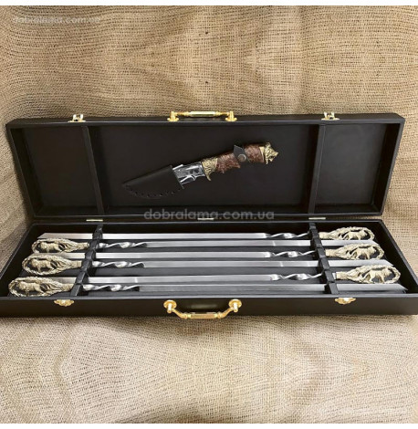 Набір шампурів "Лев" з ножем(в кейсі)