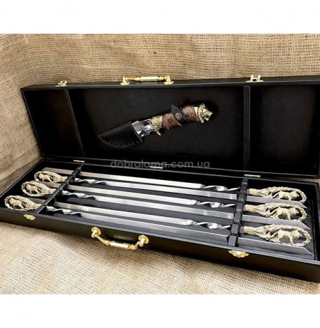 Набір шампурів "Лев" з ножем(в кейсі)