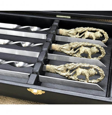 Набір шампурів "Лев" з ножем(в кейсі)