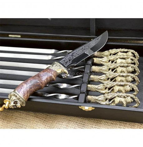 Набір шампурів "Лев" з ножем(в кейсі)