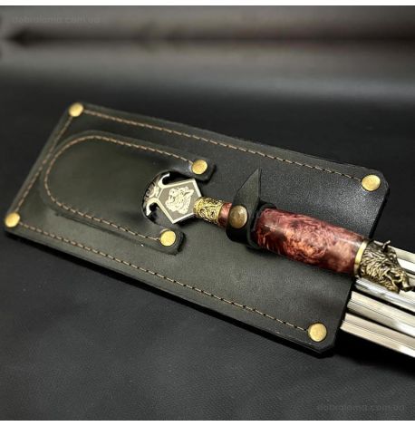 Набір шампурів "Дикі звірі" з ножем і виделкою (в шкіряному сагайдаку)