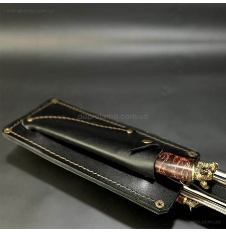 Набір шампурів "Дикі звірі" з ножем і виделкою (в шкіряному сагайдаку)