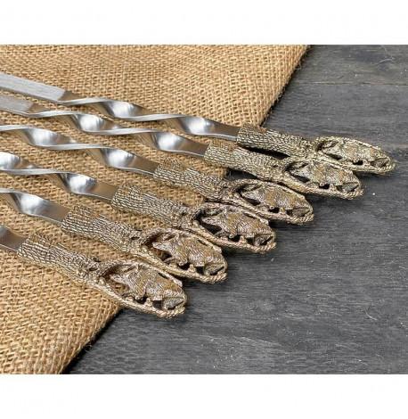 Набір шампурів "Дикий кабан" з вилкою (в шкіряному сагайдаку)