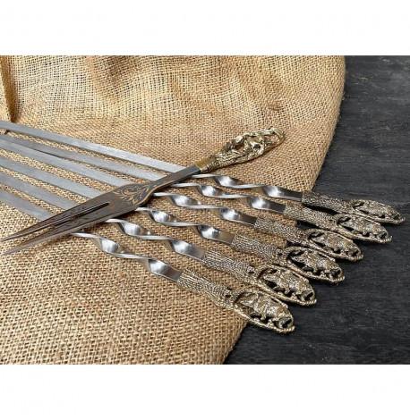 Набір шампурів "Дикий кабан" з вилкою (в шкіряному сагайдаку)