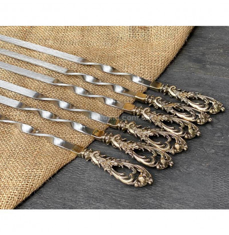 Набір шампурів "Морський бриз" з вилкою (в шкіряному сагайдаку)