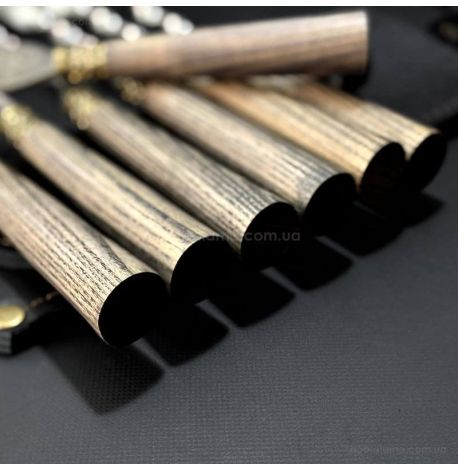 Набір шампурів «Трапеція» з виделкою (у шкіряному сагайдаку)