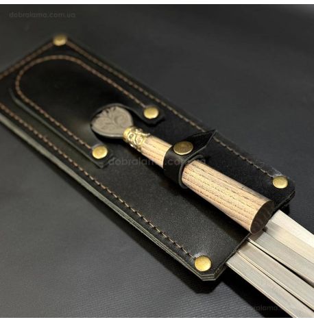 Набір шампурів «Трапеція» з виделкою (у шкіряному сагайдаку)