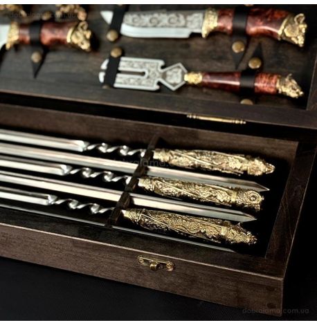 Набір для шашлику «Дикі звірі Max» (в дерев'яному кейсі)