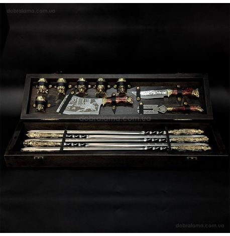 Набір для шашлику «Дикі звірі Max» (в дерев'яному кейсі)