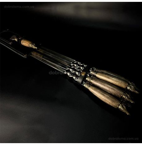 Набір шампурів «Щука ясен» з виделкою (у шкіряному сагайдаку)