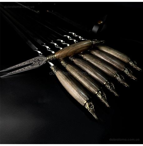 Набір шампурів «Щука ясен» з виделкою (у шкіряному сагайдаку)