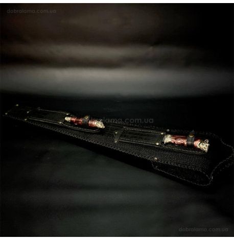 Набір шампурів "Дикі звірі" з ножем і виделкою (в шкіряному закритому сагайдаку)