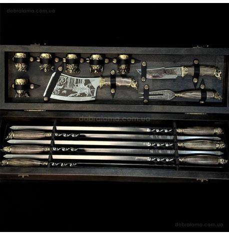 Набір для шашлику «Дикі звірі ясен Max» (в дерев'яному кейсі)