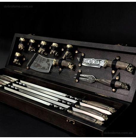 Набір для шашлику «Дикі звірі ясен Max» (в дерев'яному кейсі)