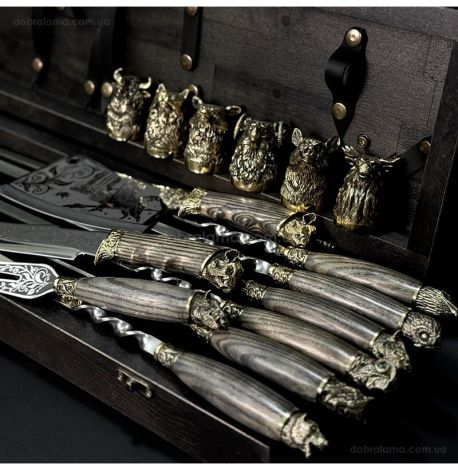 Набір для шашлику «Дикі звірі ясен Max» (в дерев'яному кейсі)