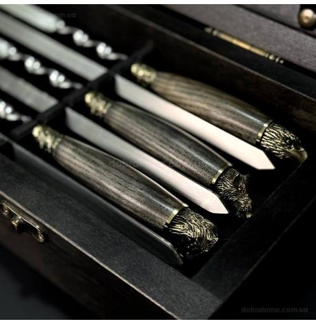 Набір для шашлику «Дикі звірі ясен Max» (в дерев'яному кейсі)