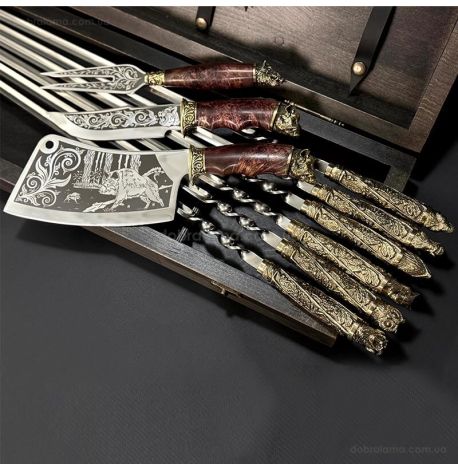 Набір для шашлику «Дикі звірі Mid» (в дерев'яному кейсі)