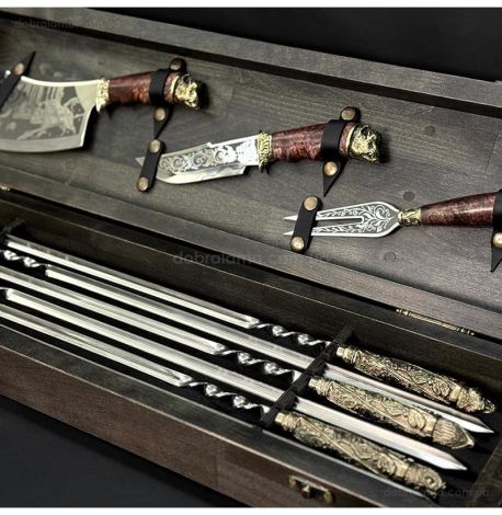 Набір для шашлику «Дикі звірі Mid» (в дерев'яному кейсі)